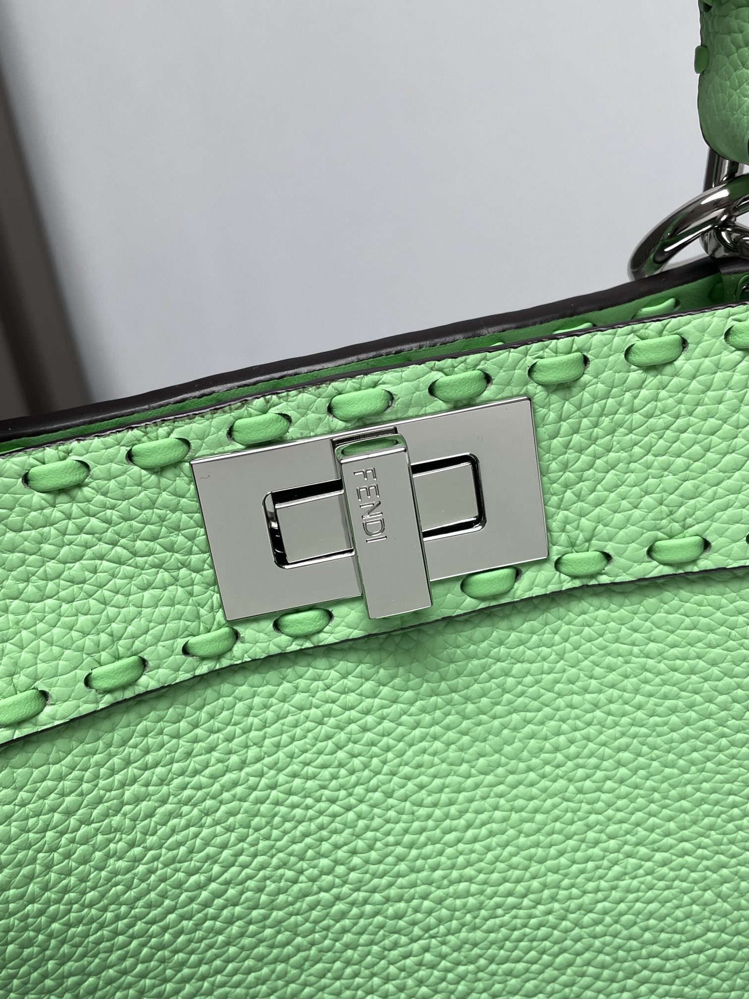 Fendi Peekaboo ISeeU Small Cactus Green Selleria Bag with 556 Hand-sewn Topstitches